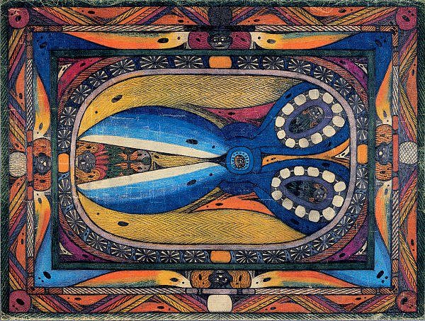 Peinture de Adolf Wölfli représentant des ciseaux