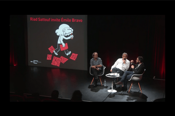 Photo de Riad Sattouf, Emile Bravo et Laurentin Emmanuel en salle